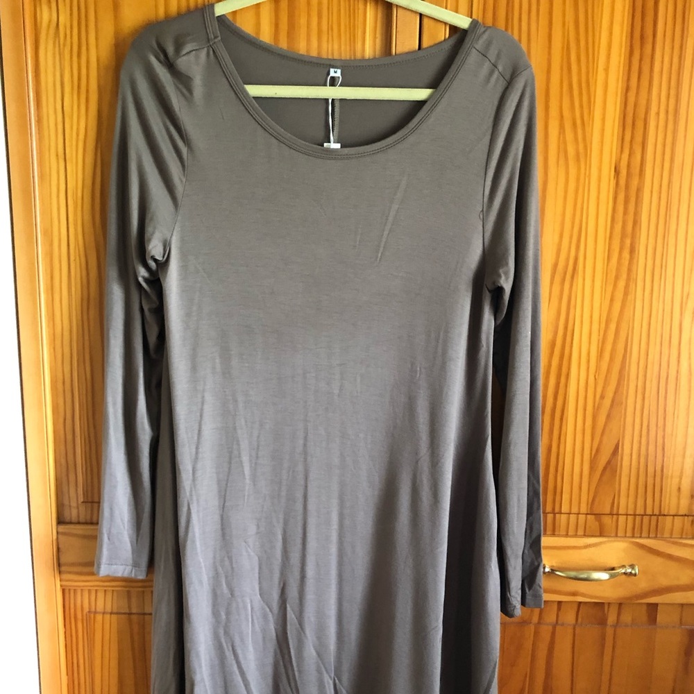Taupe light weight swing dress.